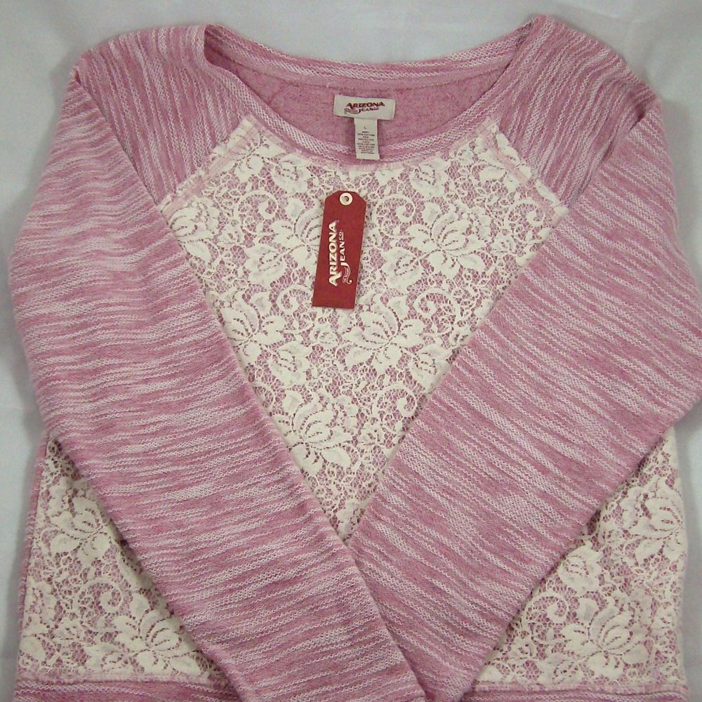Arizona Jean Co. Berry Lace Front Pullover Top